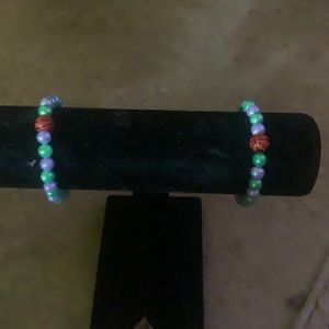 Mardi Gras Basketball Bracelet